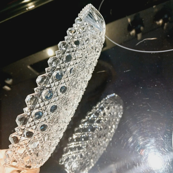 Antique American Cut Glass Relish Dish Canoe Boat Tray  Saw Tooth - Picture 8 of 8